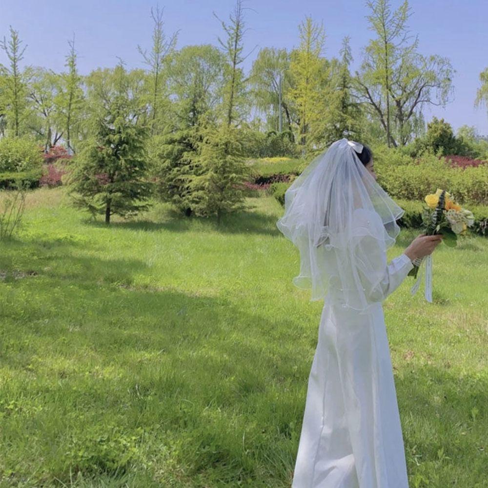 Mạng Che Mặt Cô Dâu Màu Trắng Có Đèn LED Chụp Ảnh