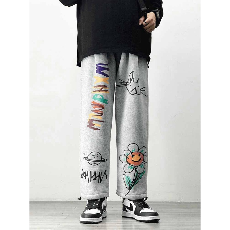 Quần Nỉ Nam Ống Rộng Có Dây Rút Gấu Mặc 2 Kiểu in Zombie Phong Cách Trẻ Trung Hot NEW UNISEX