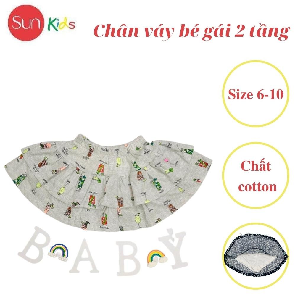 Chân váy cho bé, đầm bé gái 2 tầng, chất cotton, có quần đùi trong, size 6-10 - SUNKIDS