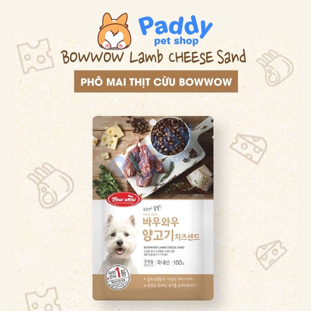 Snack Cho Chó Phô Mai Thịt Cừu BowWow 100g