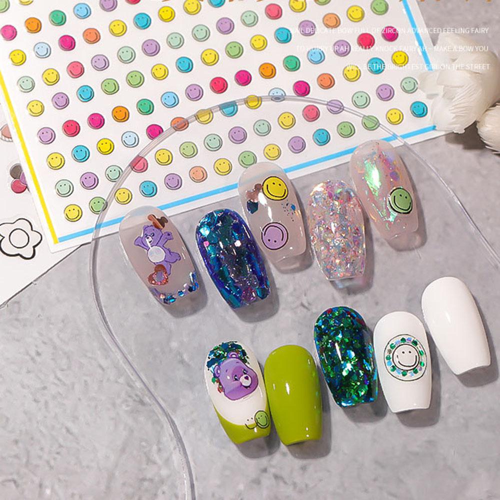 Miếng Dán Trang Trí Móng Tay Hình Mặt Cười Màu Kẹo Ngọt Thời Trang