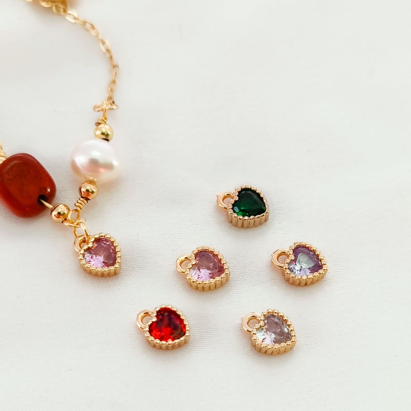 Mặt Dây Chuyền Hình Trái Tim Nhỏ Bằng Đồng 14K Màu Vàng Kim 5mm Diy