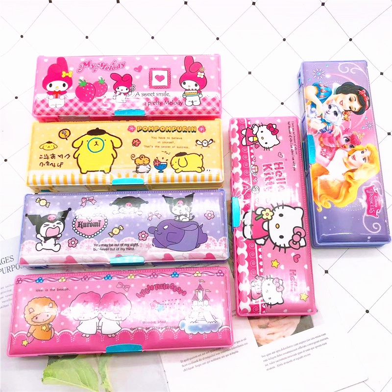 Hộp Đựng Bút Đa Năng Họa Tiết Hoạt Hình Kuromi Sanrio Cinnamoroll My Melody Hai Mặt Cho Học Sinh