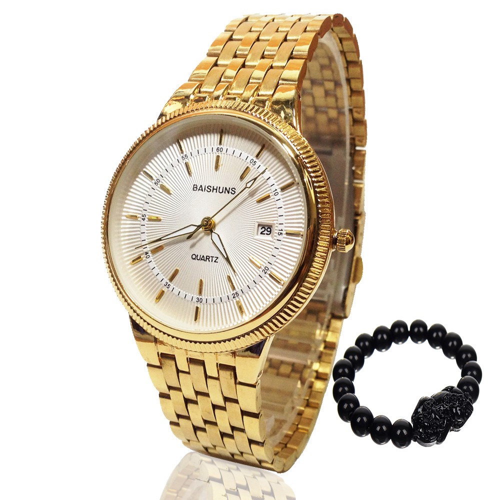 Đồng hồ nam BAISHUNS 8899SKY dây thép không gỉ cao cấp + Tặng kèm vòng tay phong thủy