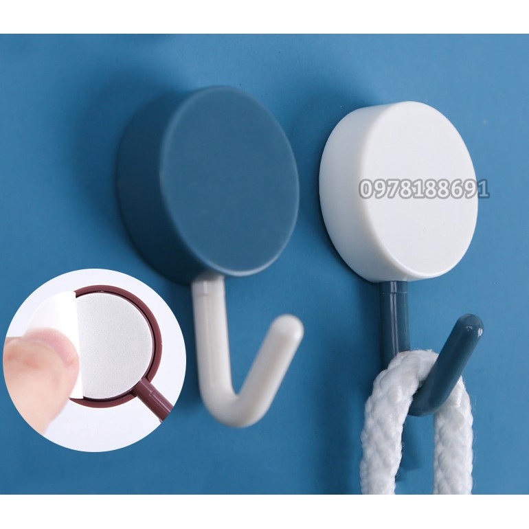 Vỉ 10 Móc Dán Tường Hình Tròn Nhiều Màu Bằng Nhựa