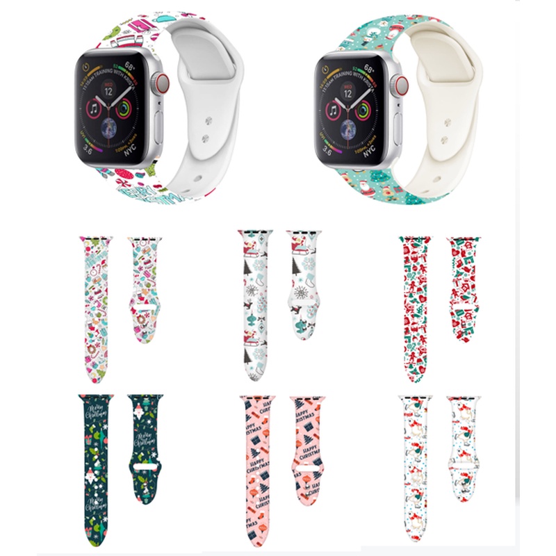 Dây Đeo Silicon Hình Người Tuyết Dễ Thương Cho Đồng Hồ Thông Minh Apple Watch Series 7/6/SE/5/4/3/2/1 38-45mm