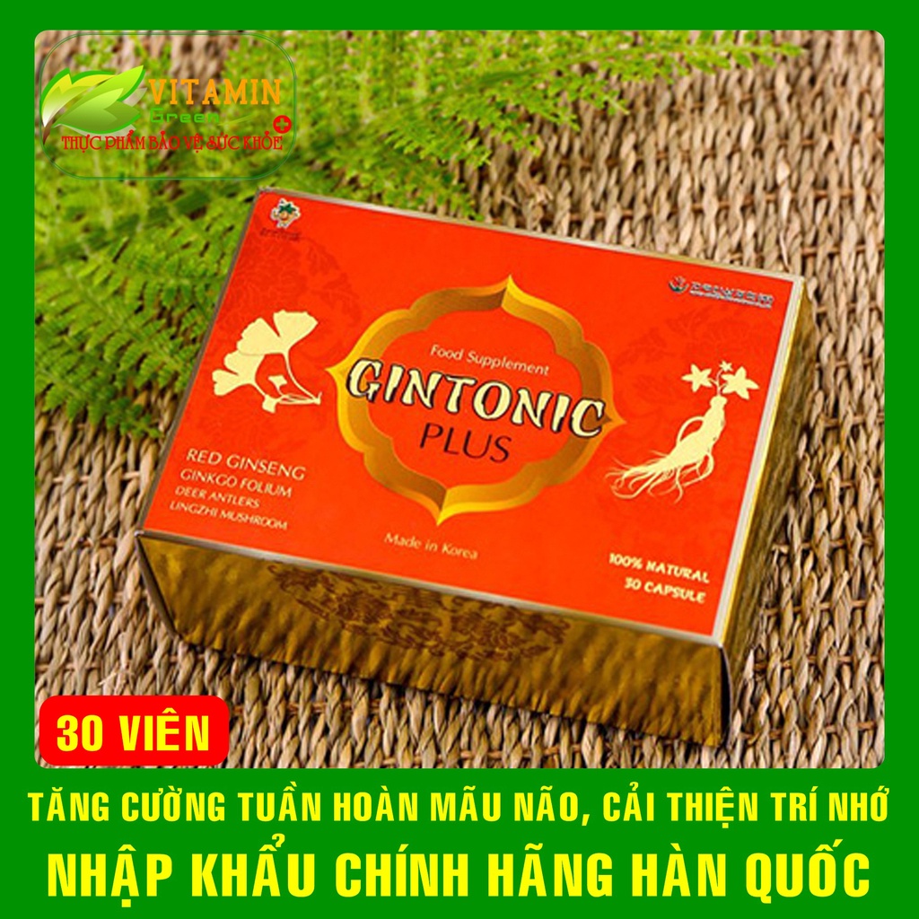Viên uống bổ não GINTONIC PLUS kết hợp Hồng Sâm Hàn Quốc và Ginkgo Biloba | Nhập khẩu chính hãng Hàn Quốc