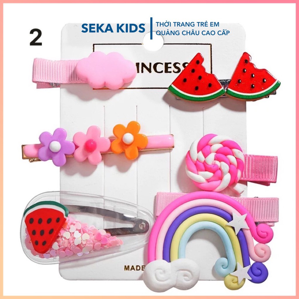 Kẹp tóc cho bé set, kẹp cầu vồng bé gái phong cách Hàn Quốc kẹp tóc mái hoạt hình cute - Seka 2105.23. CS16