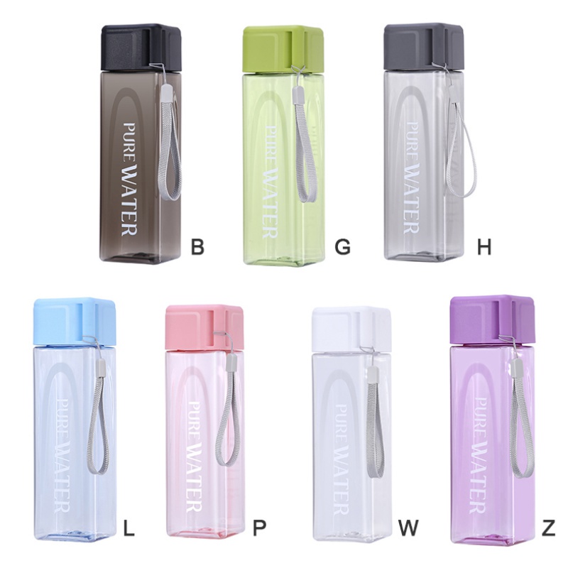 Bình Nước Nhựa Hình Vuông Thiết Kế Sáng Tạo Chống Rò Rỉ Tiện Dụng 480ml