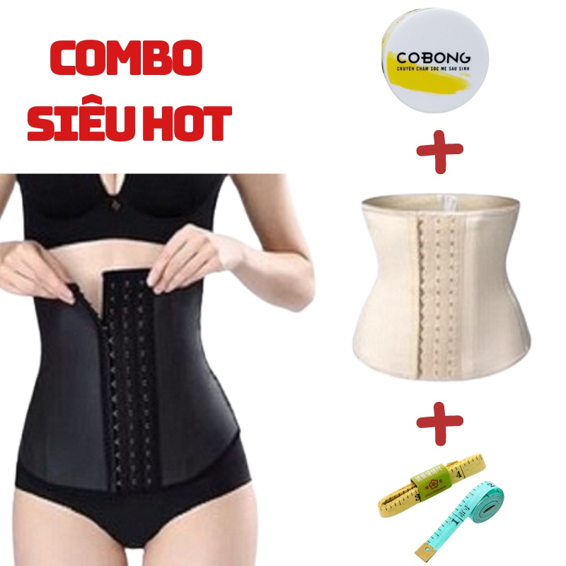 Combo đai nịt bụng Latex Hy Lạp cao cấp + kem hỗ trợ giảm mỡ bụng cô bông 100g (Tặng kèm thước dây)