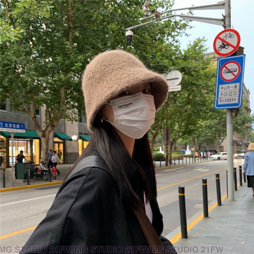 Mũ tai bèo vải len mềm phong cách Nhật Bản cho nữ