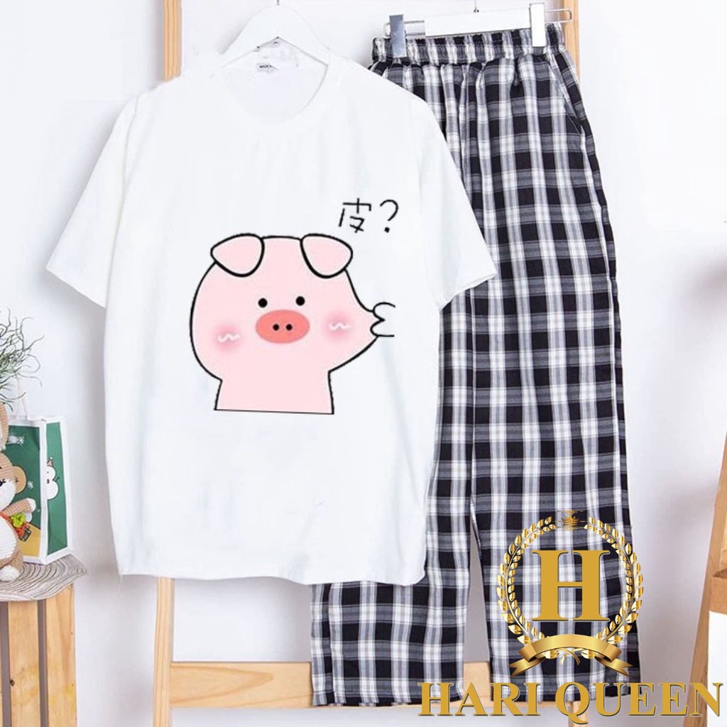 Sét áo phông lợn bẹo má + quần dài các mẫu HARIQUEEN