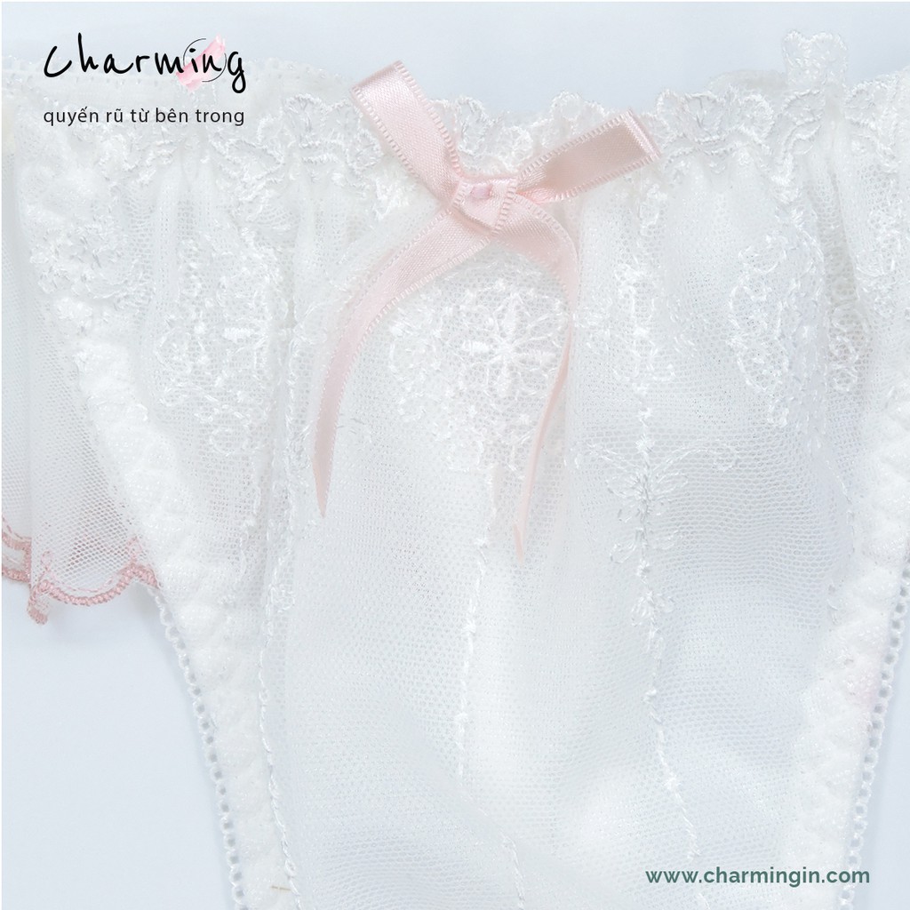 Quần lót T-back  lưng voan co giãn cùng ren hoa dễ thương size M, L - QLTB0017