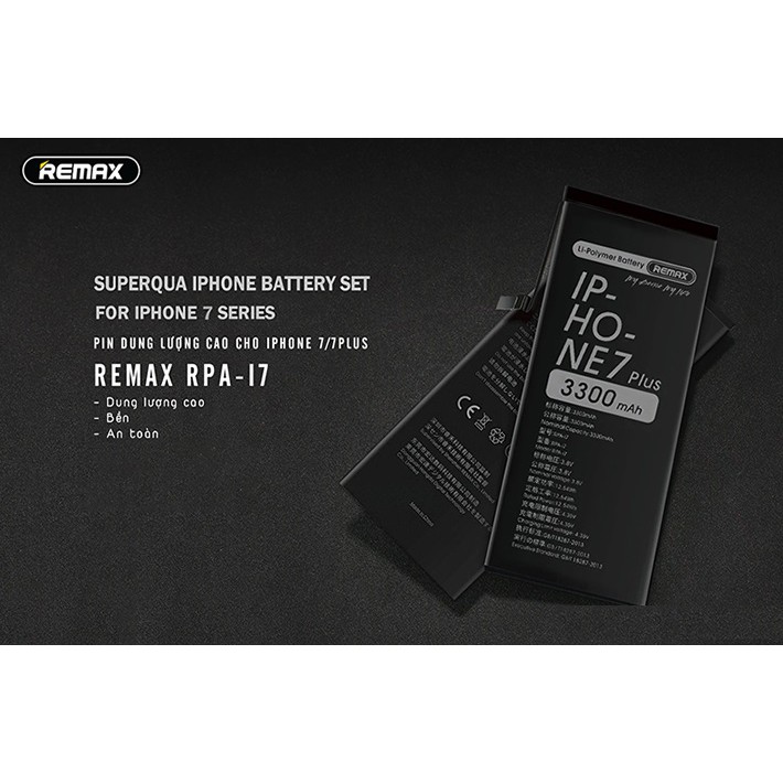 Pin dung lượng cao hãng Remax cho iPhone 6 Plus, 6s Plus , 7 / 7 Plus