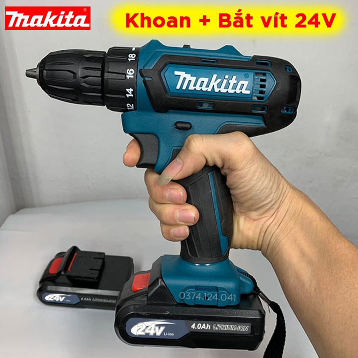 Tặng Mũi Khoan - Máy Khoan Pin Makita 24V 2 Chức Năng - Máy khoan bắt vít cầm tay Makita 24V