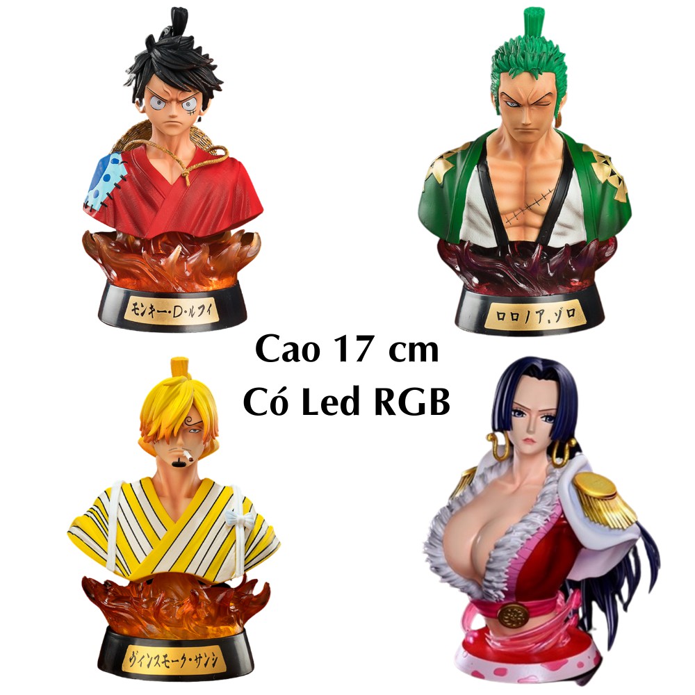 🔥Có Led RGB 🔥 Mô Hình Tượng Bán Thân Luffy , Zoro , Sanji , Boa Hancock Cao 17cm - Figure Tượng One Piece Vua Hải Tặc