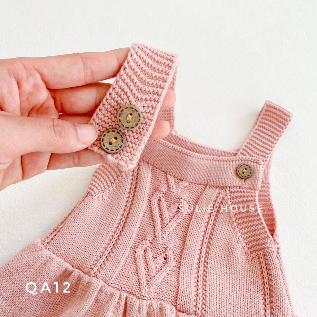 Set body váy len kèm mũ hồng QA12