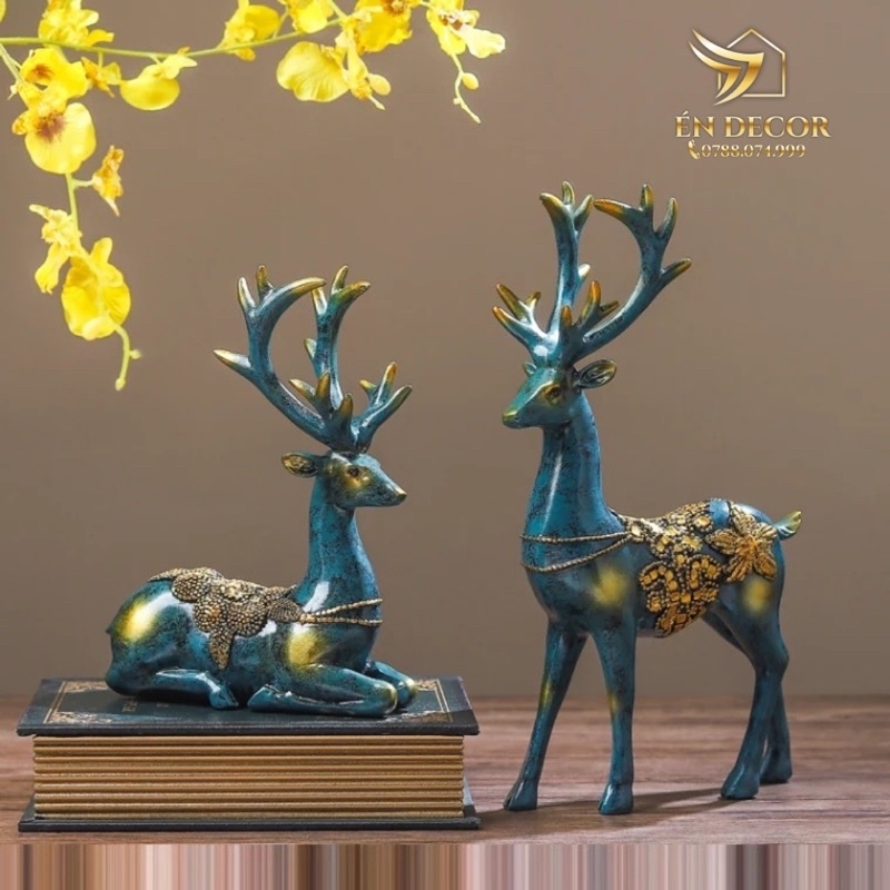 Đôi Hươu Xanh Tài Lộc, Trang Trí Phòng Khách, Trang Trí Phòng Ngủ, Én Decor