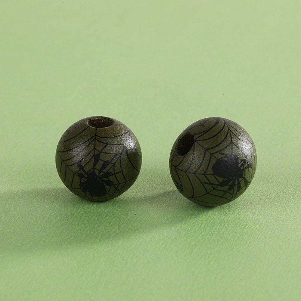 Chuỗi Hạt Gỗ Tròn Nhiều Màu Họa Tiết Nhện Dùng Trang Trí Halloween