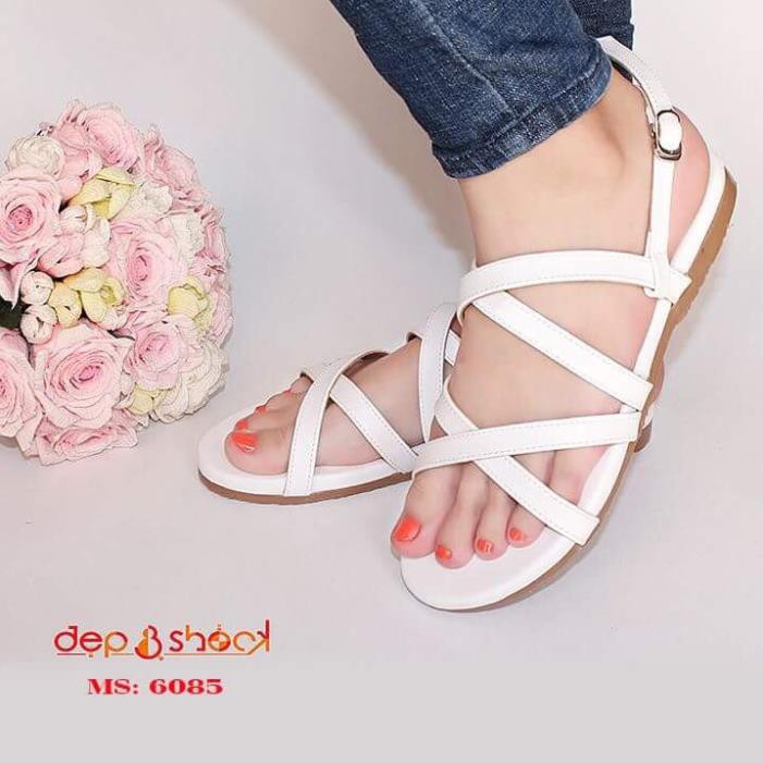 Sandal quai chéo big size thời trang đế bệt MS 6038