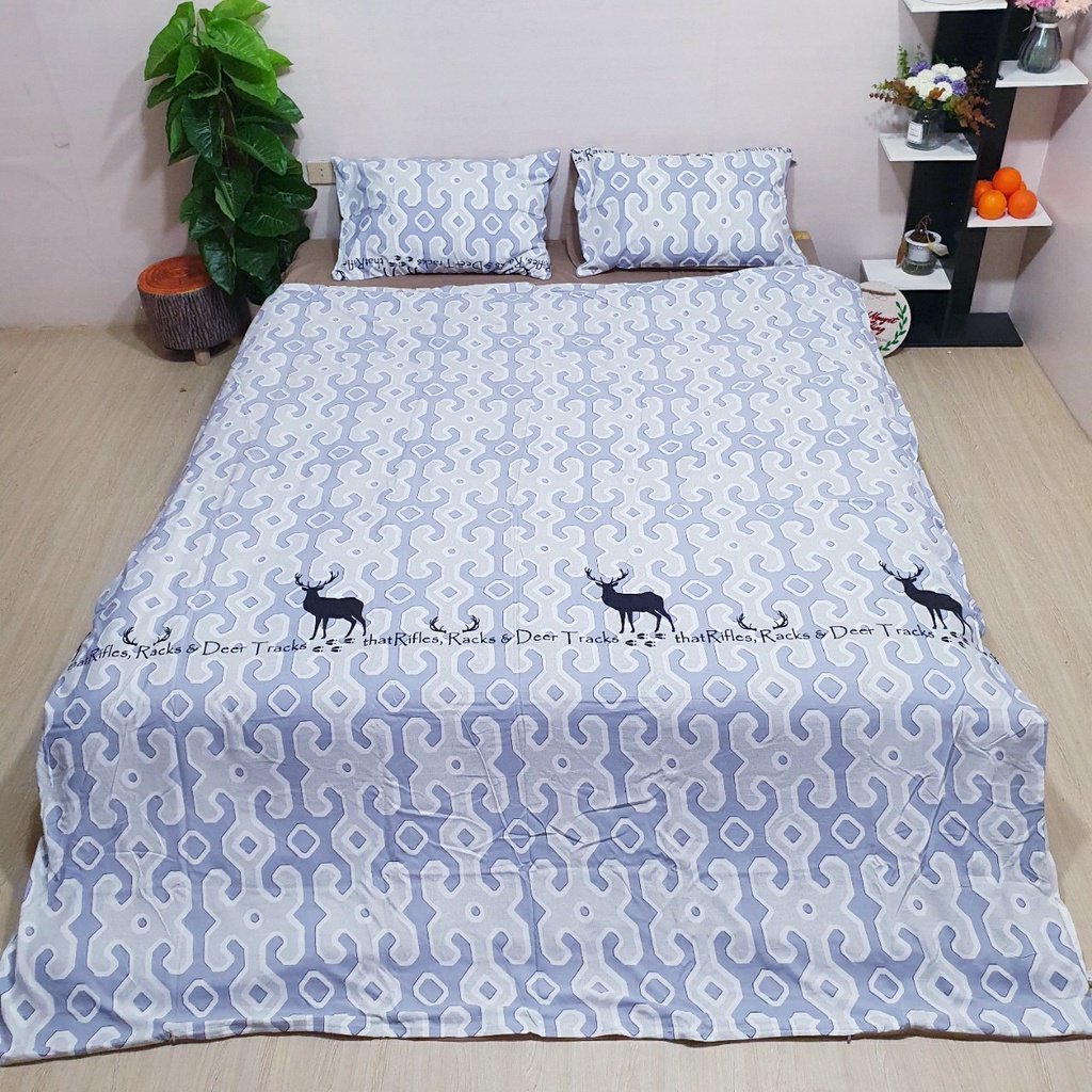 Bộ vỏ chăn ga gối cotton đũi MJ Lidaco cao cấp - kẻ vàng FSD