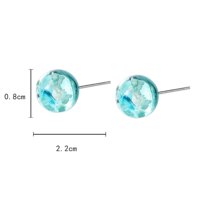 [New Stock] Creative Resin Transparent Blue Sky White Cloud Ball Stud Earrings Jewelry