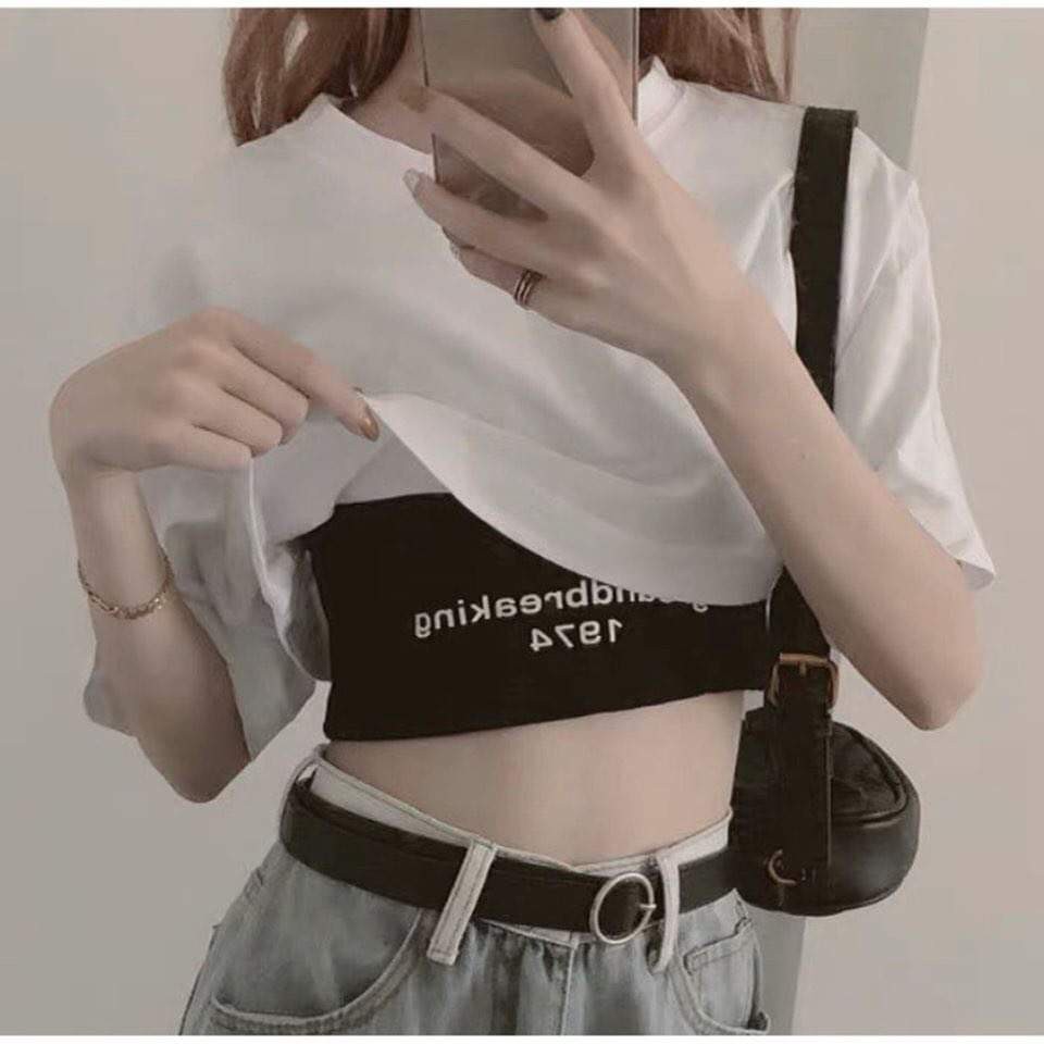 Áo Thun Croptop GROUNDBREAKING 1974 (Set 2 áo CROPTOP &amp; BRA)