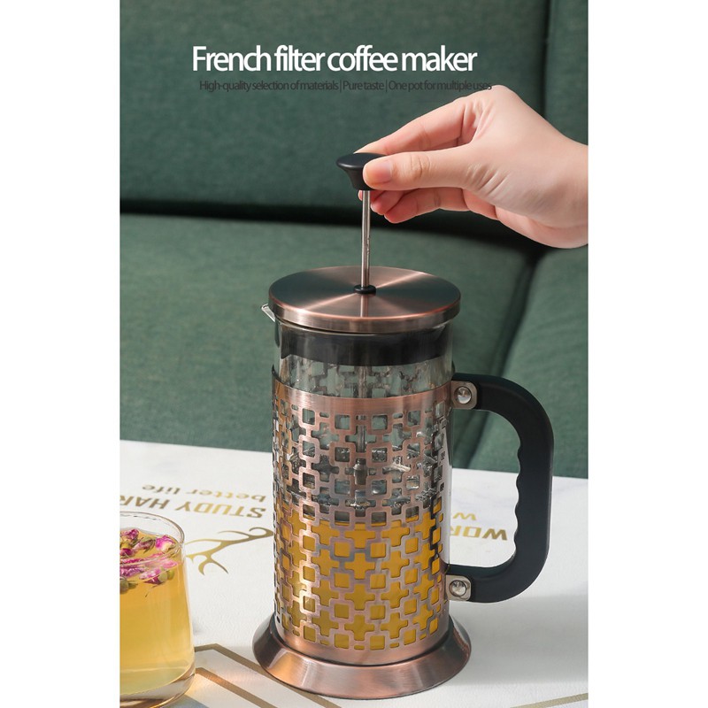 Ấm trà bằng thủy tinh và thép 304 chịu nhiệt tốt có 3 lọc