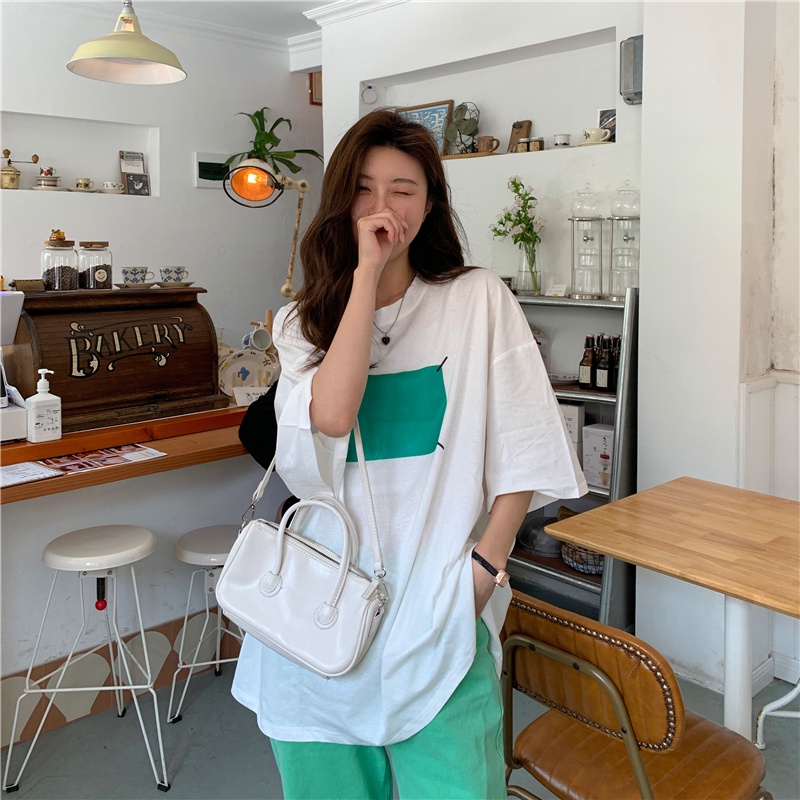 SUXI Áo Thun Tay Ngắn Cổ Tròn Dáng Rộng In Họa Tiết Đơn Giản Thời Trang Mùa Hè Dễ Phối Đồ