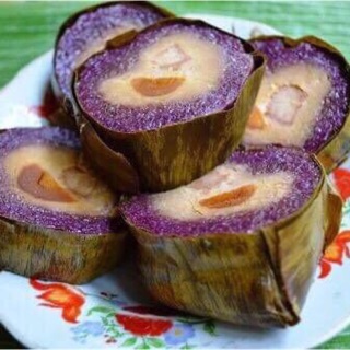 ( ĐẶC SẢN) Bánh Tét Trà Cuôn Lá Cẩm 1 Đòn (1KG)