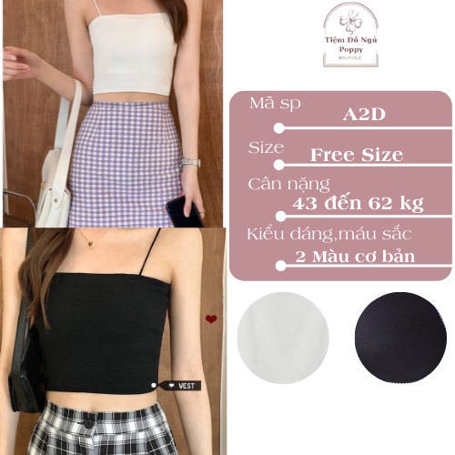 Áo 2 dây Croptop chất liệu cotton Đen-Trắng  xịn Freesize từ 38 đến 58kg phối đồ siêu chất