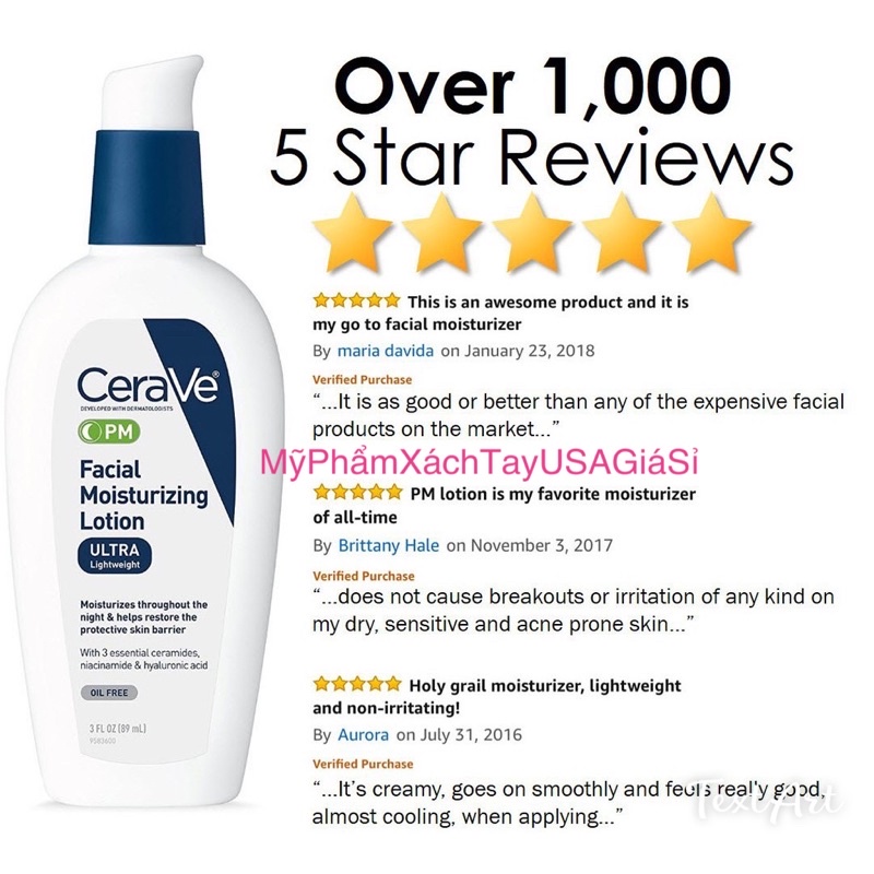 Kem dưỡng da ban đêm CeraVe Facial Moisturizing Lotion PM 4% Niacinamide
