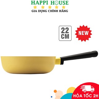 Chảo sâu lòng decor lock&lock lde1225ih 22cm, màu vàng, dùng được bếp từ - hàng chính hãng - happi house