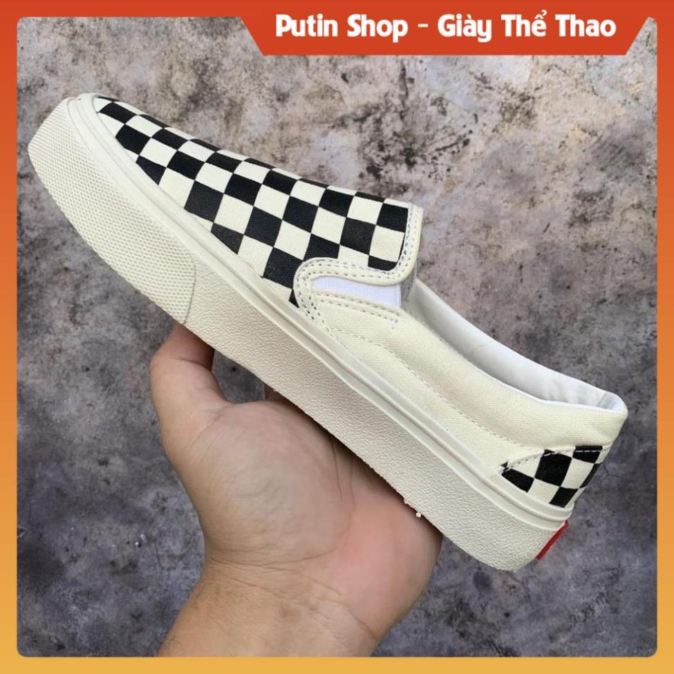 Giày Thể Thao VANS Đen Old VAULT , Giày Sneaker nam nữ Van Lười Caro
