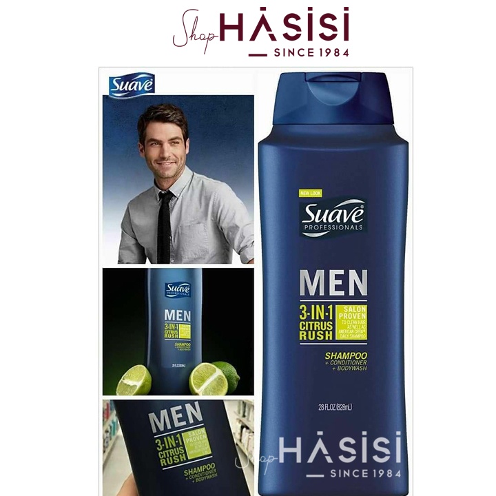 Tắm Gội Xả SUAVE - Men Professionals 3in1 828ml