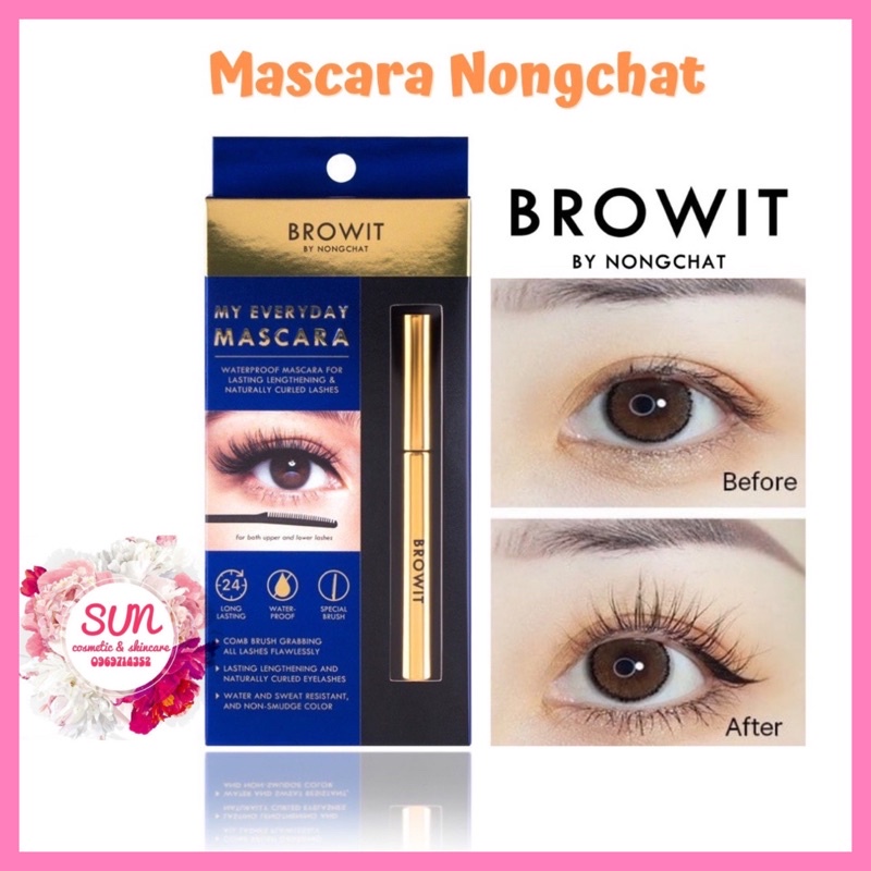 Mascara NongChat Browit Thái Lan làm dày, dài cong mi, chuyên dụng cho makeup