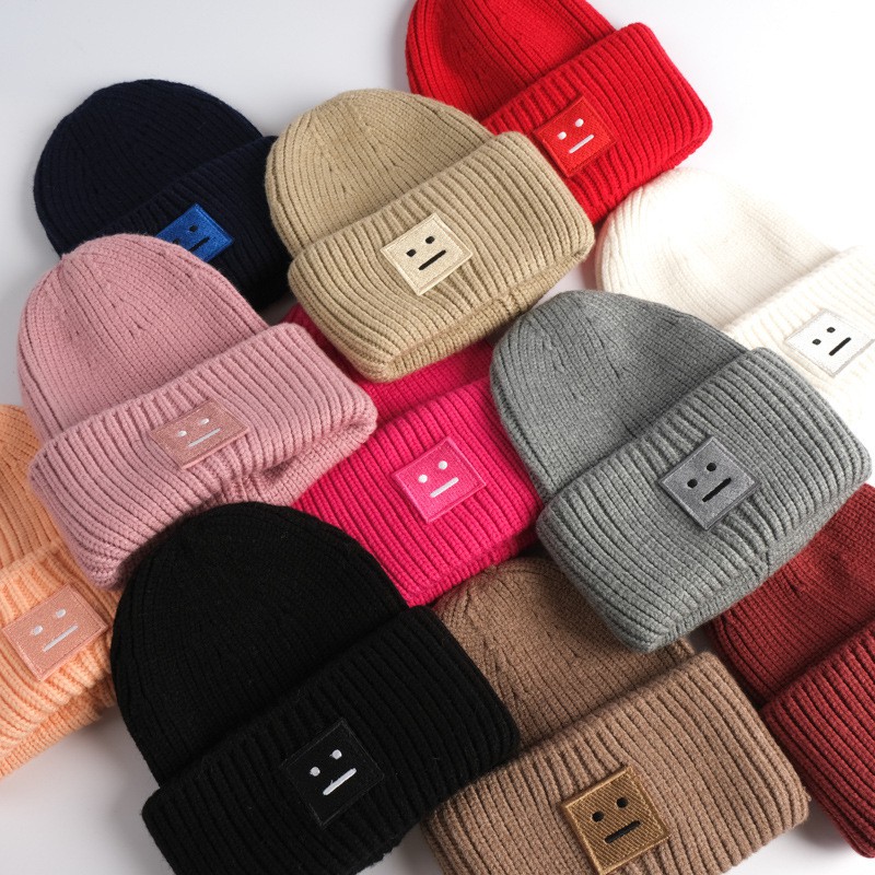 [SẴN] Nón len trơn ONZ siêu ấm tag mặt cười - Mũ len Beanie nam nữ ulzzang Hàn Quốc đan dọc mềm mịn ML03