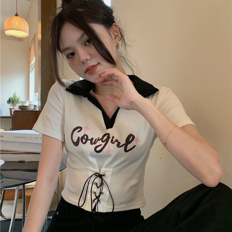 Áo Croptop Tay Ngắn Phong Cách Mới Mùa Hè 2022 Cho Nữ