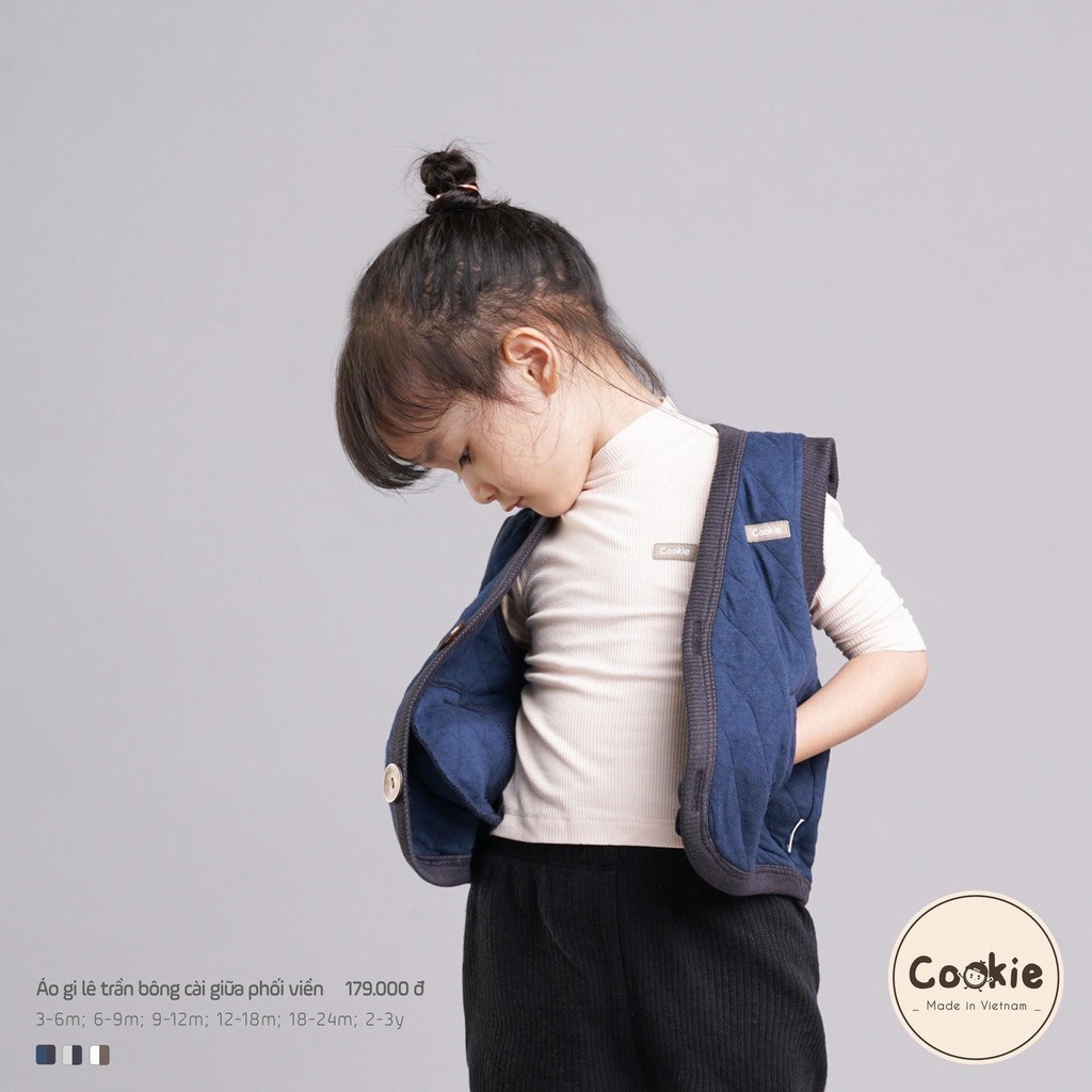 Áo khoác gile trần bông cài giữa Cookie