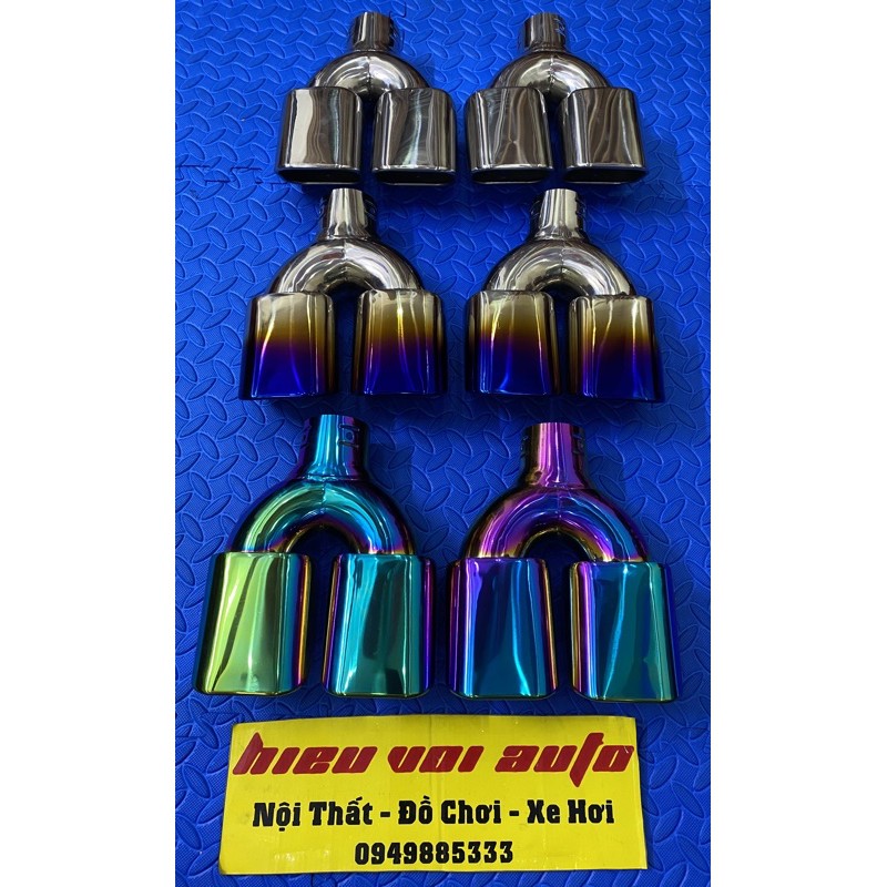 Chụp Pô đôi vuông inox đầu Titan