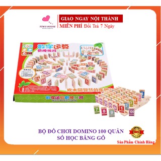 Bộ domino gỗ số đếm 100 quân tiếng anh cho bé