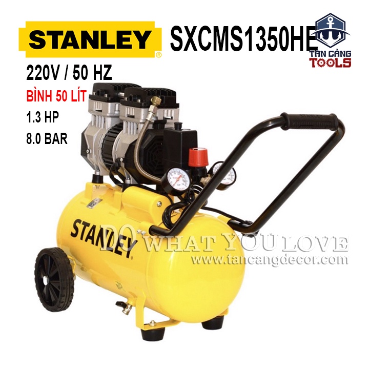 Máy nén khí không dầu 50L Stanley SXCMS1350HE - Công suất 750W, áp lực làm việc 8 Bar