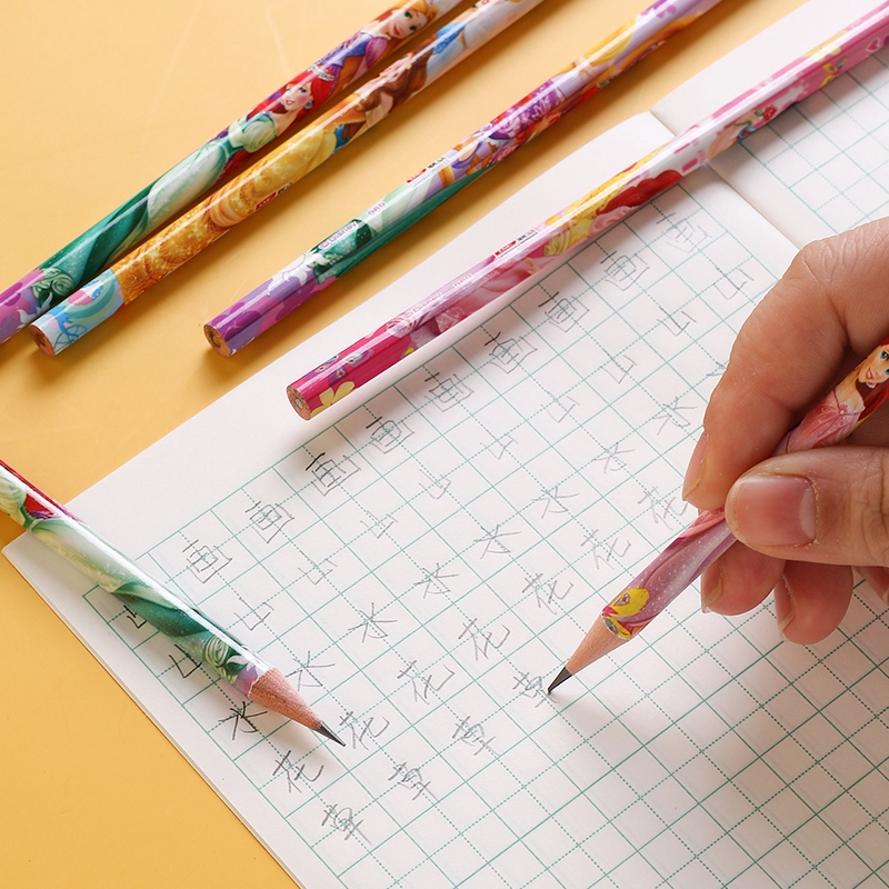 DISNEY Set 30 cây bút chì, hộp bút chì gỗ in hoạt hình, cây viết chì HB có tẩy cho bé