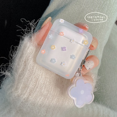 Vỏ Bảo Vệ Hộp Sạc Tai Nghe Bluetooth Airpods 1 2 3 Pro 3 Bằng Silicon Mềm Bán Trong Suốt Họa Tiết Hoa Xinh Xắn Kèm Móc Treo