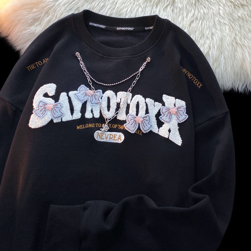 Áo sweater Mỏng Cổ Tròn Tay Dài Thêu Họa Tiết Thời Trang Mùa Thu Cho Nữ