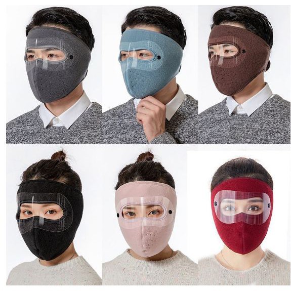 Khẩu trang ninja lót nỉ siêu ấm kèm kính chắn gió mưa bụi tiện lợi,có thể tháo rời kính