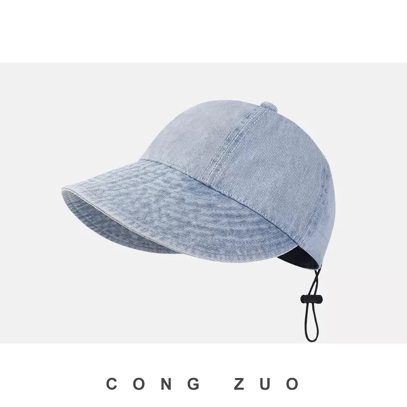Mũ Cao Bồi Denim Phối Dây Rút Phong Cách Hàn Quốc Dành Cho Nữ