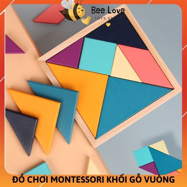 Đồ chơi bằng gỗ ghép hình montessori hình vuông cho bé kích thích tư duy sáng tạo phát triển trí não trẻ em BL81 BeeLove