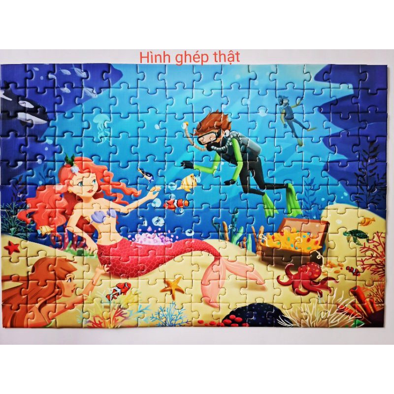 Xếp hình cho bé từ 3 tuổi puzzle 5 cấp độ level up loại cao cấp tặng kèm sticker và bảng thành tích