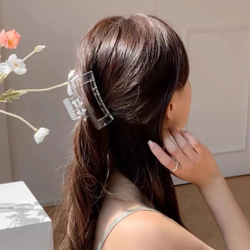 Kẹp Tóc Càng Cua Bằng Acrylic Trong Suốt Đơn Giản Thanh Lịch Dành Cho Nữ
